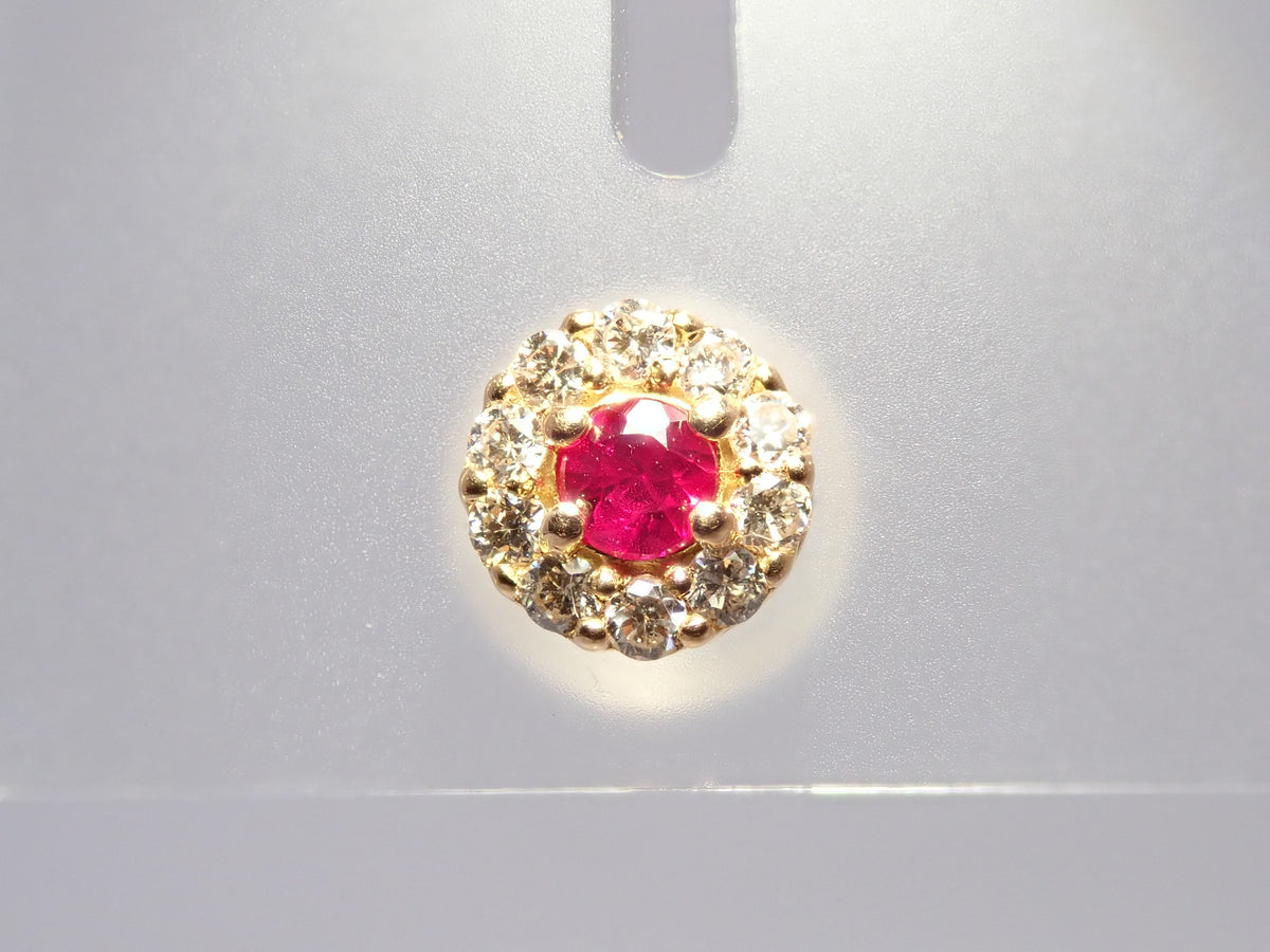 【編號22602846】K18 紅寶石 0.03ct/0.03ct 鑽石 0.04ct/0.04ct 耳環（附鑑定書）