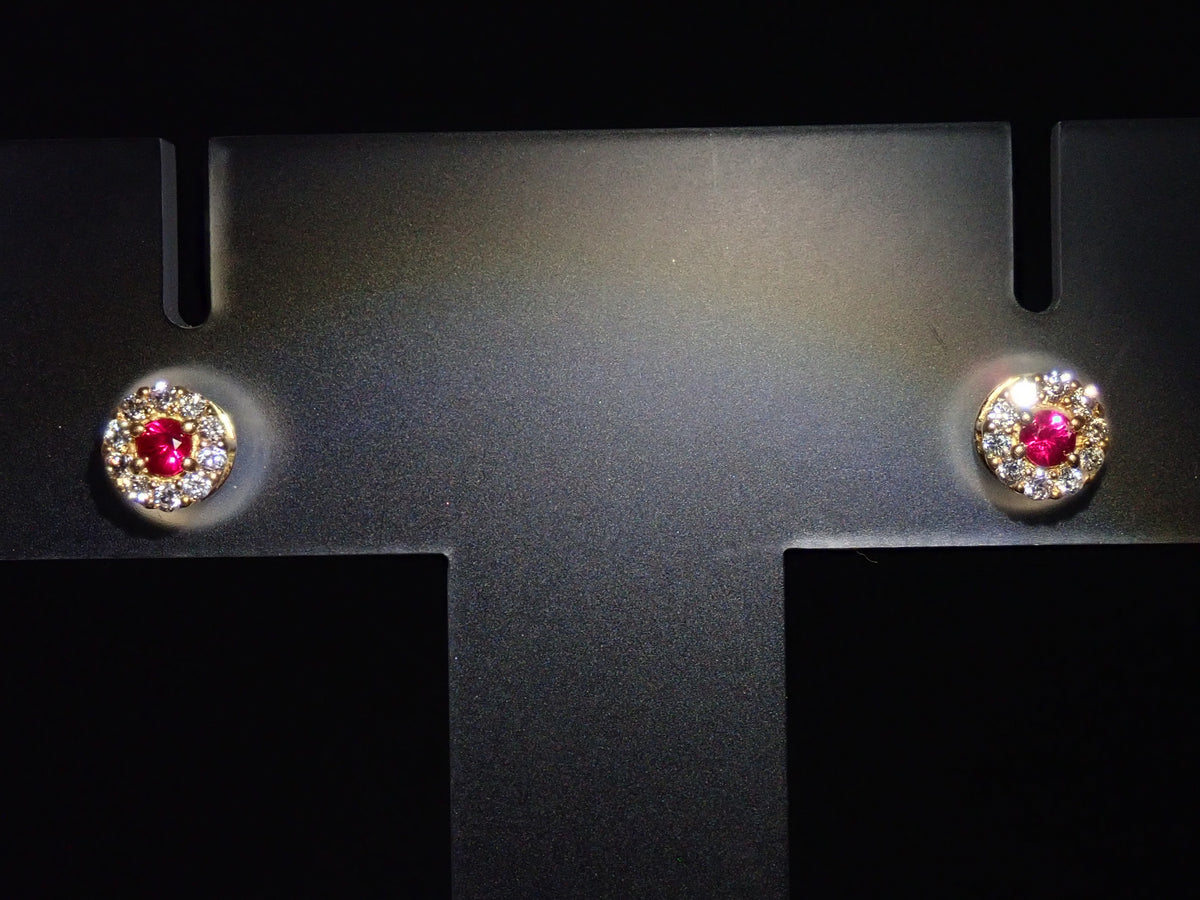 【編號22602846】K18 紅寶石 0.03ct/0.03ct 鑽石 0.04ct/0.04ct 耳環（附鑑定書）