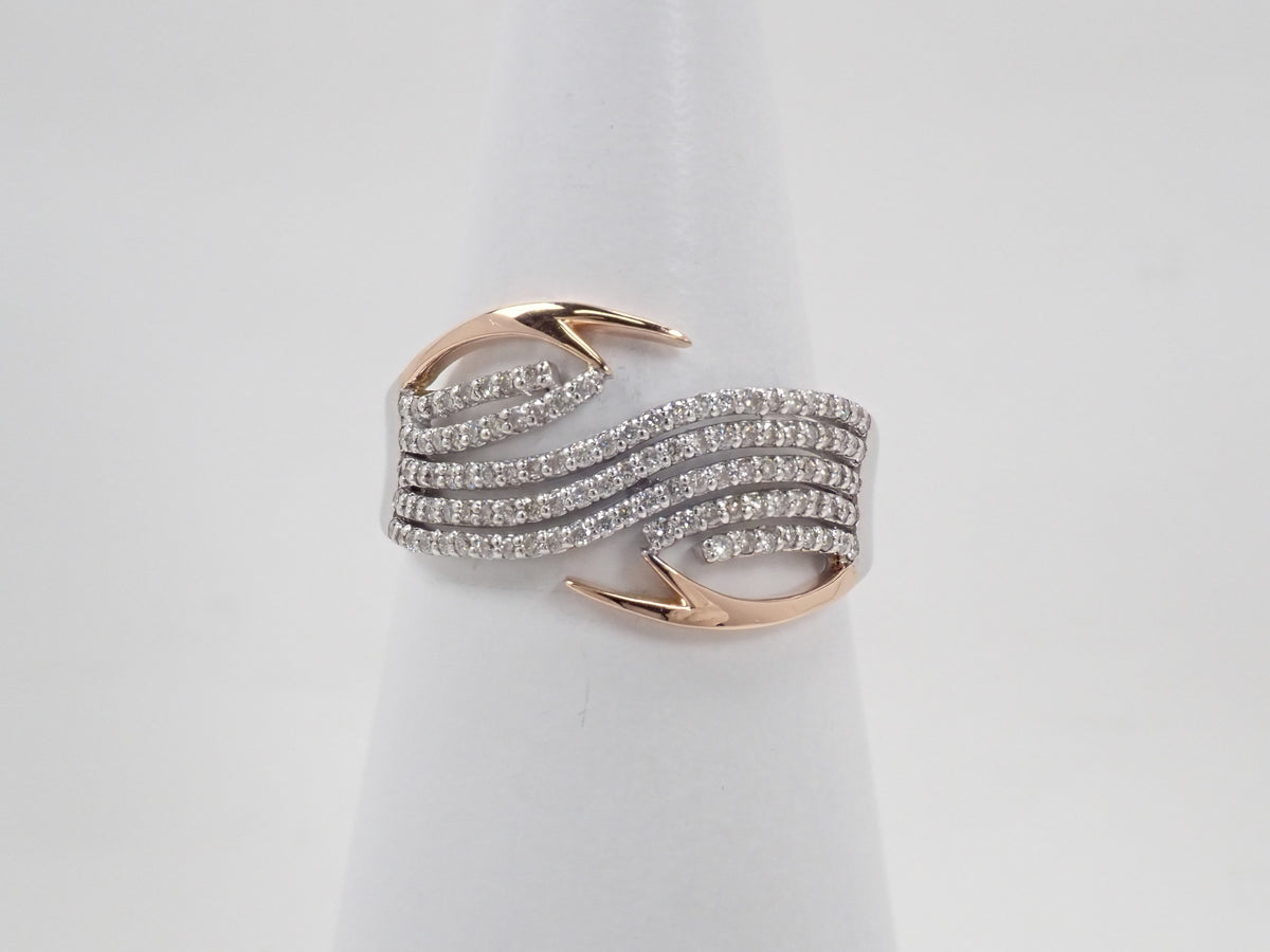 【10/28 22時販売】【カラフリ】Pt900 ダイヤモンド 0.47ct ウェーブデザインリング