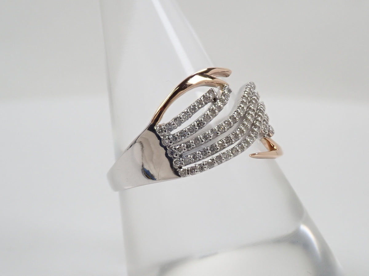 【10/28 22時販売】【カラフリ】Pt900 ダイヤモンド 0.47ct ウェーブデザインリング