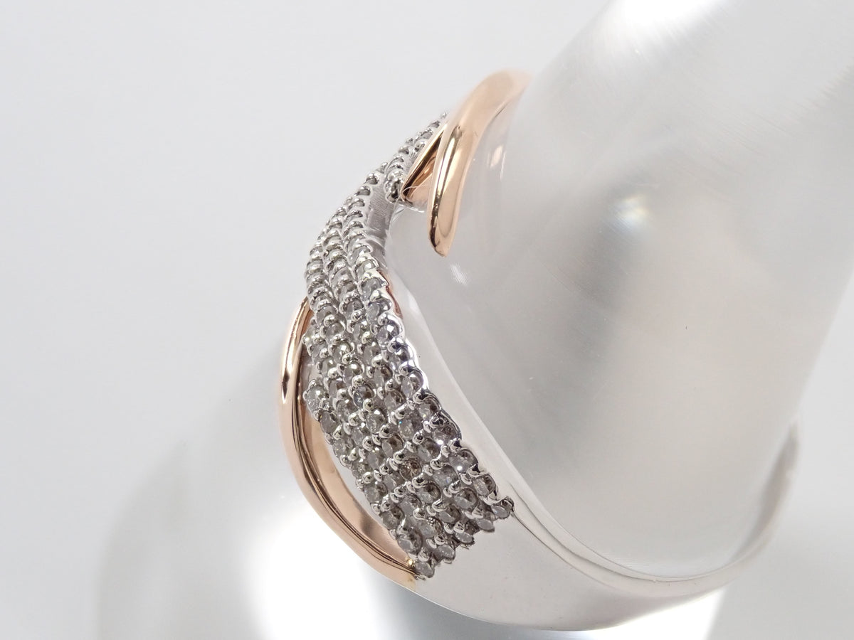 【10/28 22時販売】【カラフリ】Pt900 ダイヤモンド 0.47ct ウェーブデザインリング