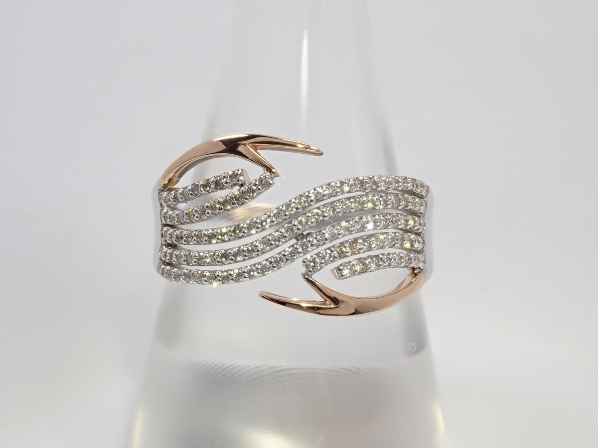 【10/28 22時販売】【カラフリ】Pt900 ダイヤモンド 0.47ct ウェーブデザインリング