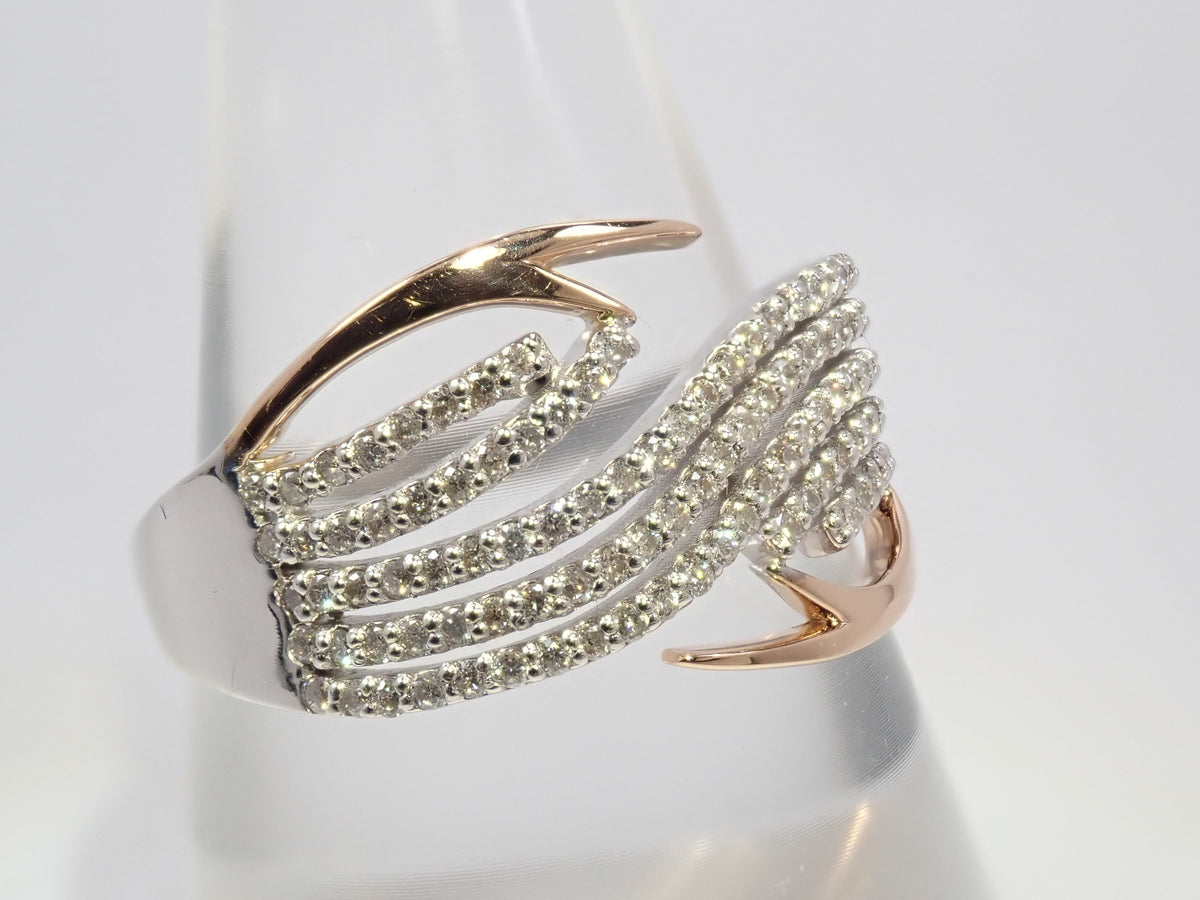 【10/28 22時販売】【カラフリ】Pt900 ダイヤモンド 0.47ct ウェーブデザインリング