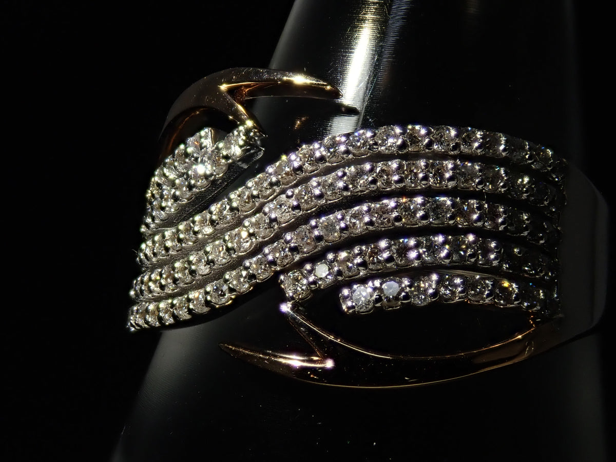 【10/28 22時販売】【カラフリ】Pt900 ダイヤモンド 0.47ct ウェーブデザインリング