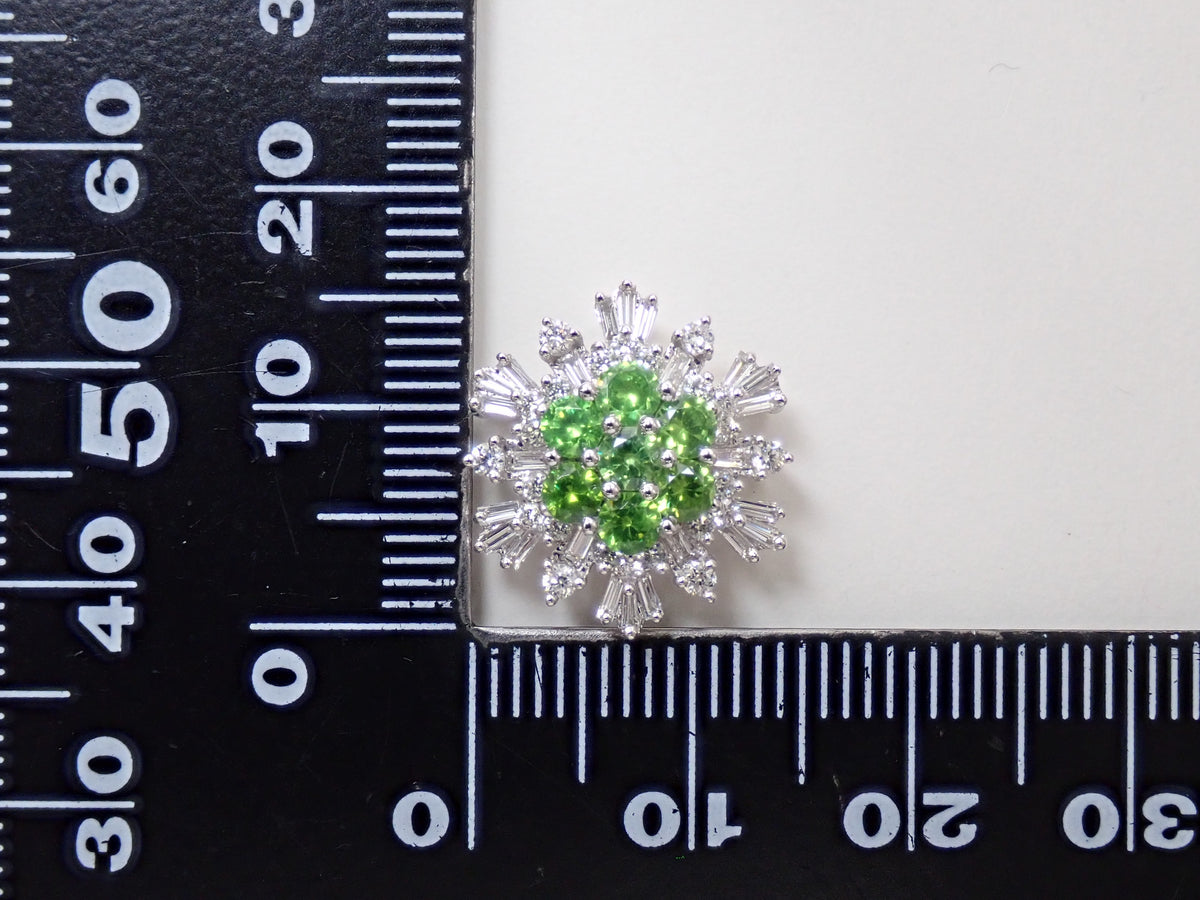 【10/31(土)AM10時〆：抽選販売10】K18WG ロシア産デマントイドガーネット 0.7ct ダイヤモンド0.40ctペンダントトップ（ネックレストップ）鑑別書