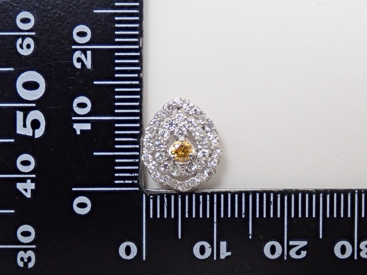 【10/31(土)AM10時〆：抽選販売05】Pt950 イエローダイヤモンド 3.0mm/0.103ct（FANCY VIVID ORANGY YELLOW） ダイヤモンド0.50ctペンダントトップ（ネックレストップ）中宝