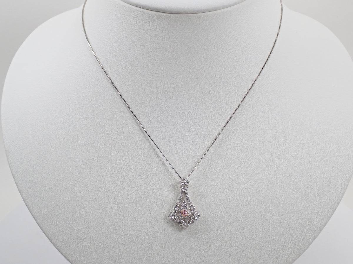 【10/26 22時販売】【カラフリ】Pt950/Pt850 ピンクダイヤモンド 0.076ct ダイヤモンド 0.73ct ブーケモチーフ ペンダント（ネックレス） 鑑別書