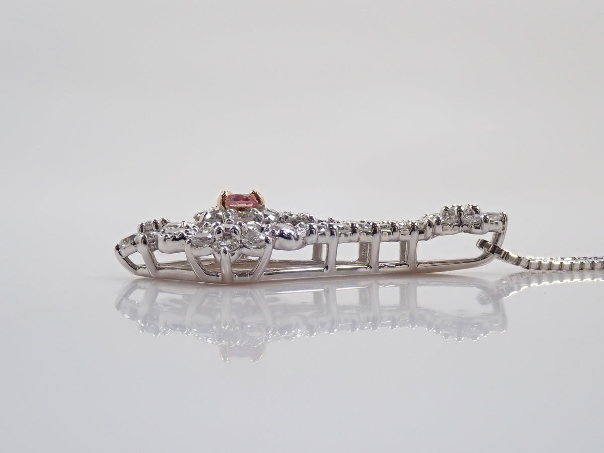 【10/26 22時販売】【カラフリ】Pt950/Pt850 ピンクダイヤモンド 0.076ct ダイヤモンド 0.73ct ブーケモチーフ ペンダント（ネックレス） 鑑別書