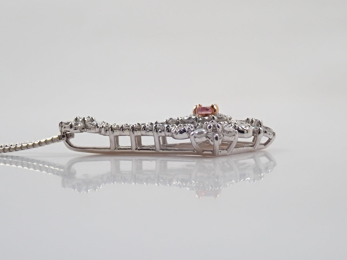 【10/26 22時販売】【カラフリ】Pt950/Pt850 ピンクダイヤモンド 0.076ct ダイヤモンド 0.73ct ブーケモチーフ ペンダント（ネックレス） 鑑別書