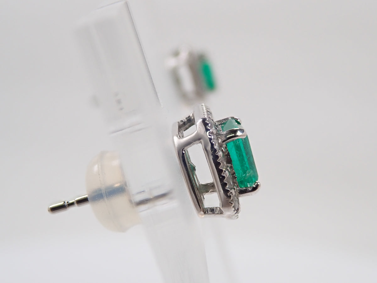 【10/31(土)AM10時〆：抽選販売07】Pt900/Pt950 コロンビア産エメラルド 0.52ct ダイヤモンド0.26ctピアス鑑別書
