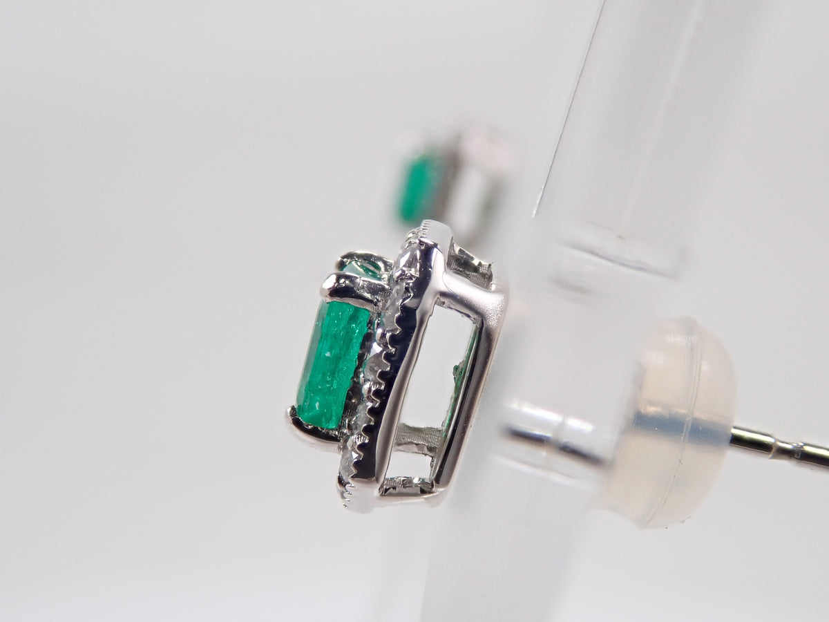【10/31(土)AM10時〆：抽選販売07】Pt900/Pt950 コロンビア産エメラルド 0.52ct ダイヤモンド0.26ctピアス鑑別書