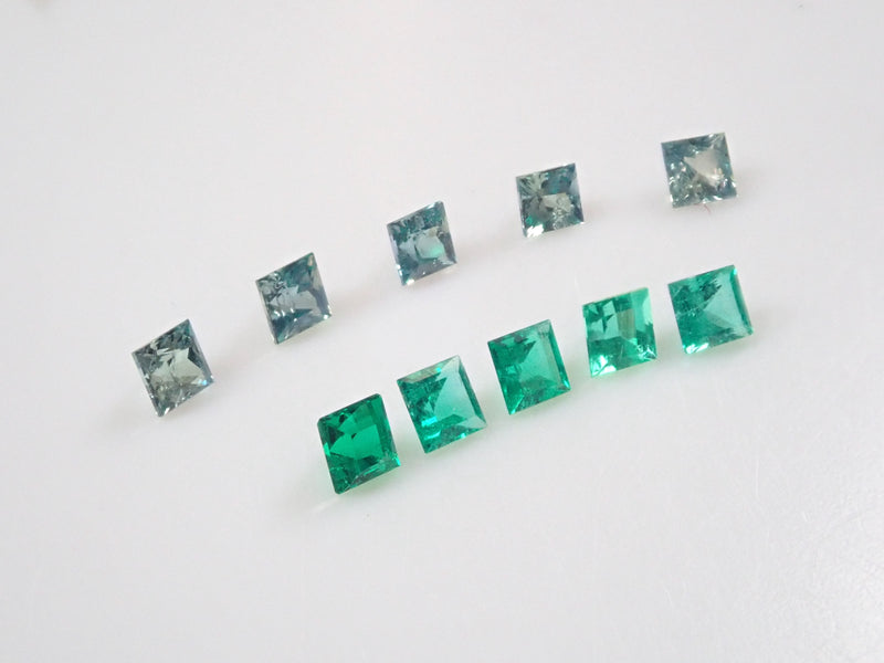 Colombian emerald + Brazilian alexandrite (Hemachita mine) 2 stone set《Multiple purchase discount available》