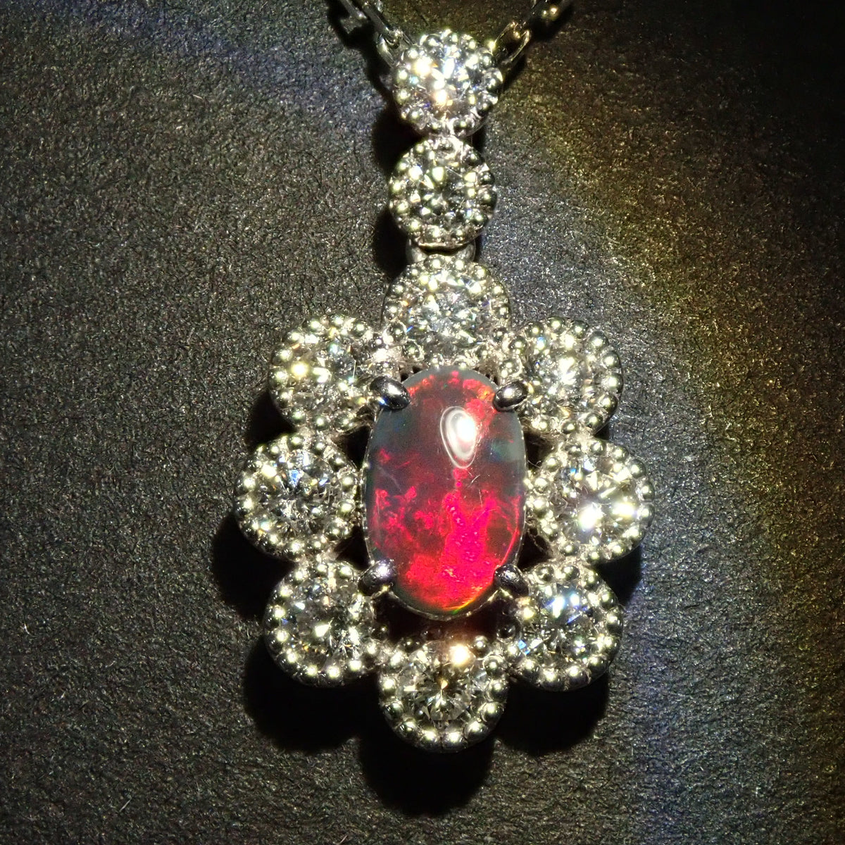 Pt900/Pt850 ブラックオパール 0.37ct リング 