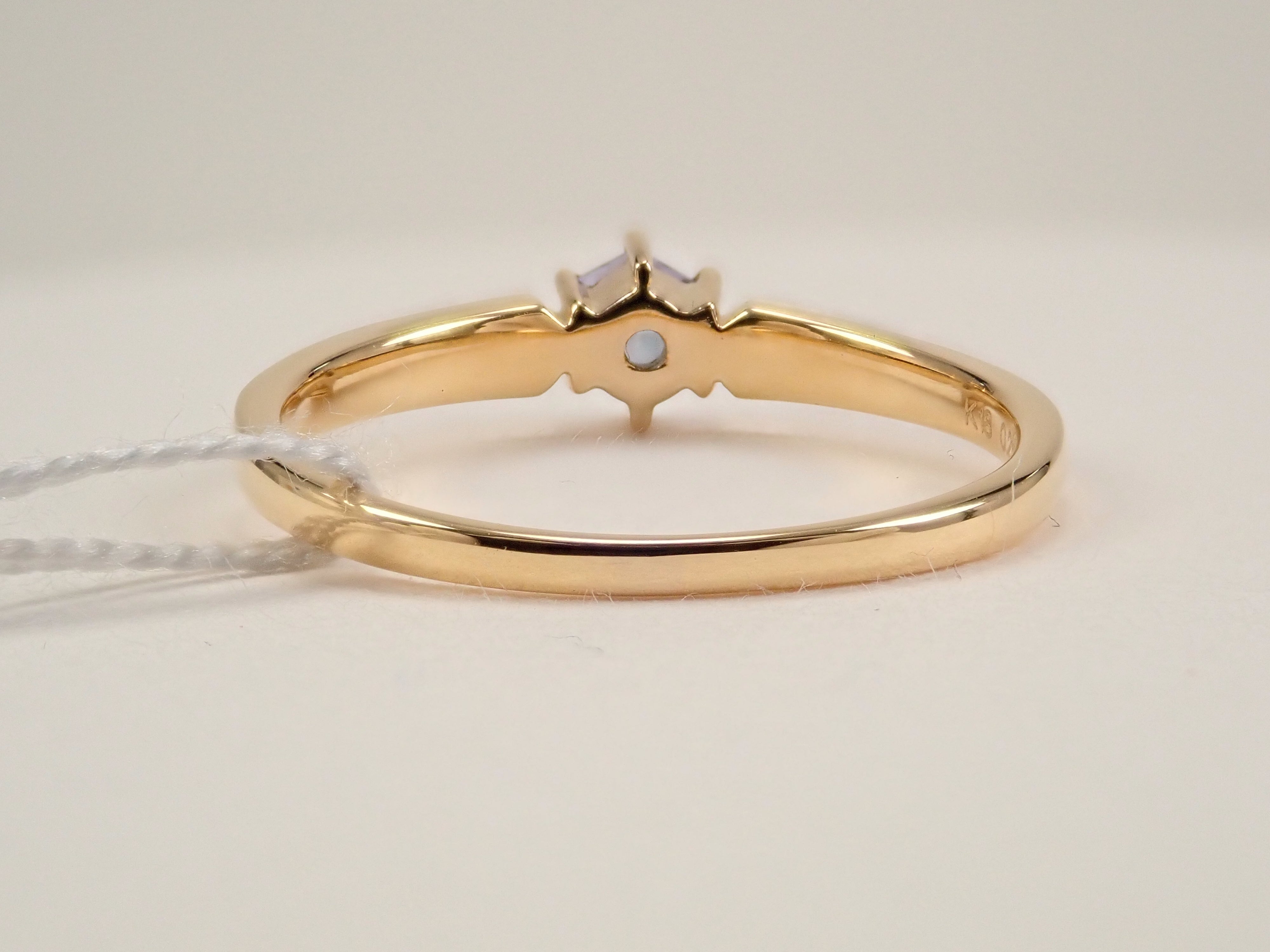 【抽選販売110901】K18YG ラベンダータンザナイト 3.5mm/0.211ct・ダイヤモンド リング