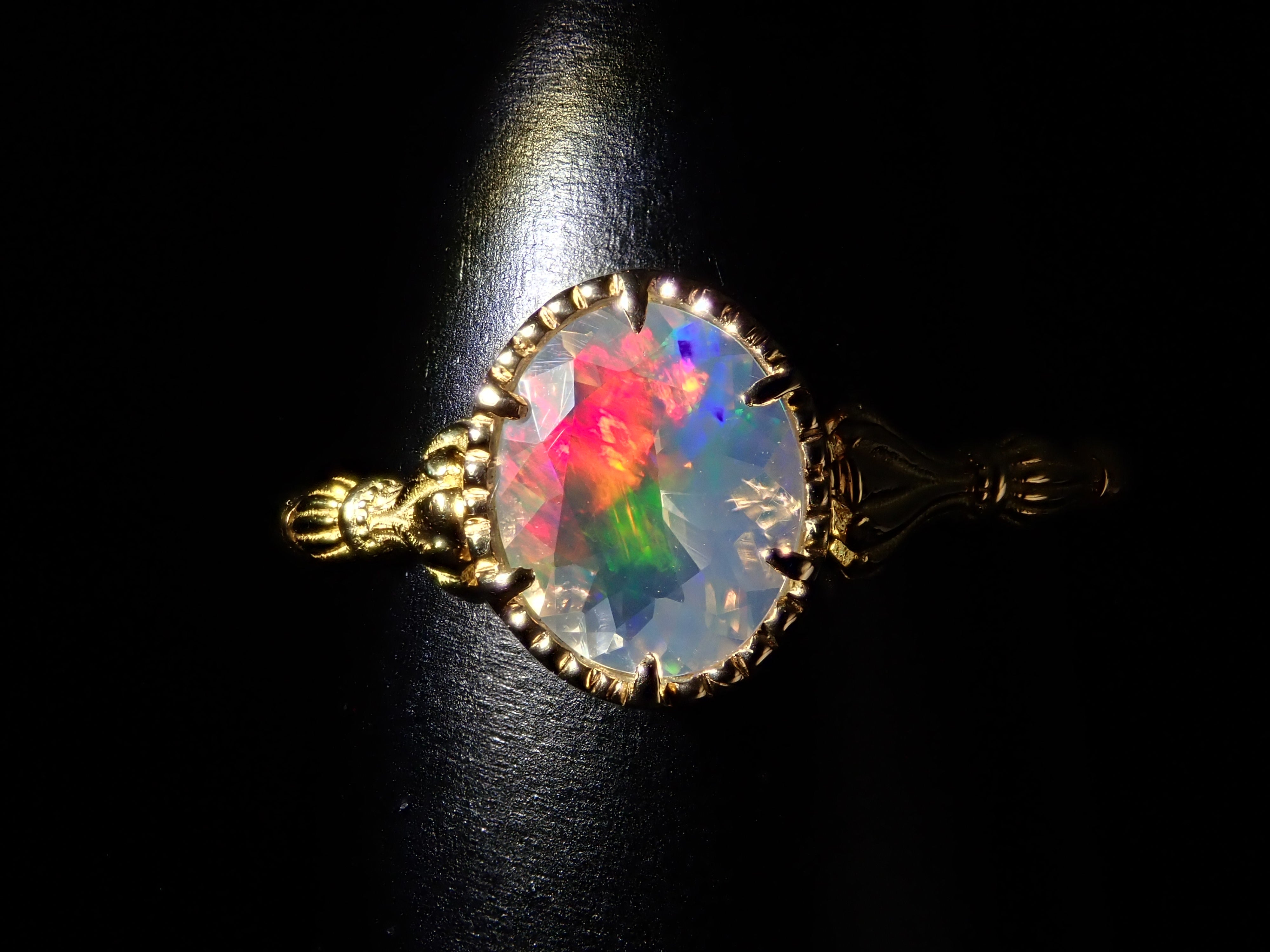 【抽選販売110902】K18YG メキシコ産ウォーターオパール（ファセットカット） 0.457ct リング