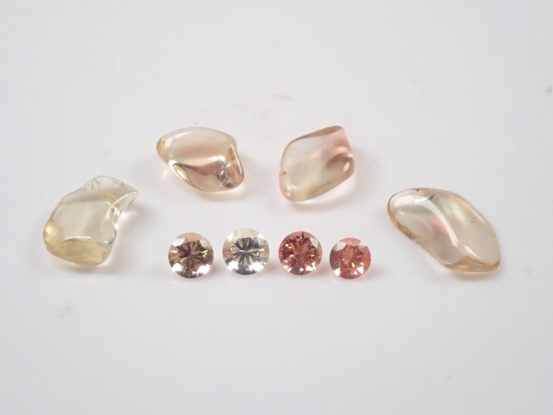 《Limited 4 stones》Oregon sunstone cut by KEN &amp; 2 rough stones set by KEN for polishing💎 (4.3-5.0mm, average 2.5ct)《Multiple purchase discount available》