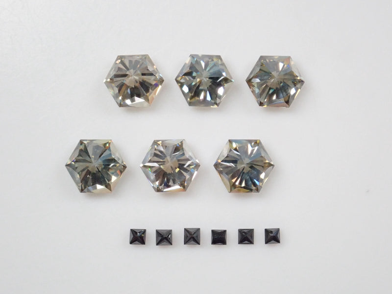 [12/9 22:00 sale]《4 stones remaining》Synthetic moissanite and black diamond 2 stone set cut by Mr. Sanjay《Discount available for multiple purchases》