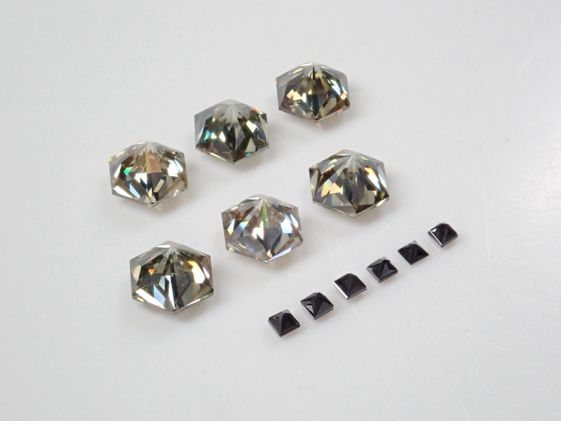[12/9 22:00 sale]《4 stones remaining》Synthetic moissanite and black diamond 2 stone set cut by Mr. Sanjay《Discount available for multiple purchases》