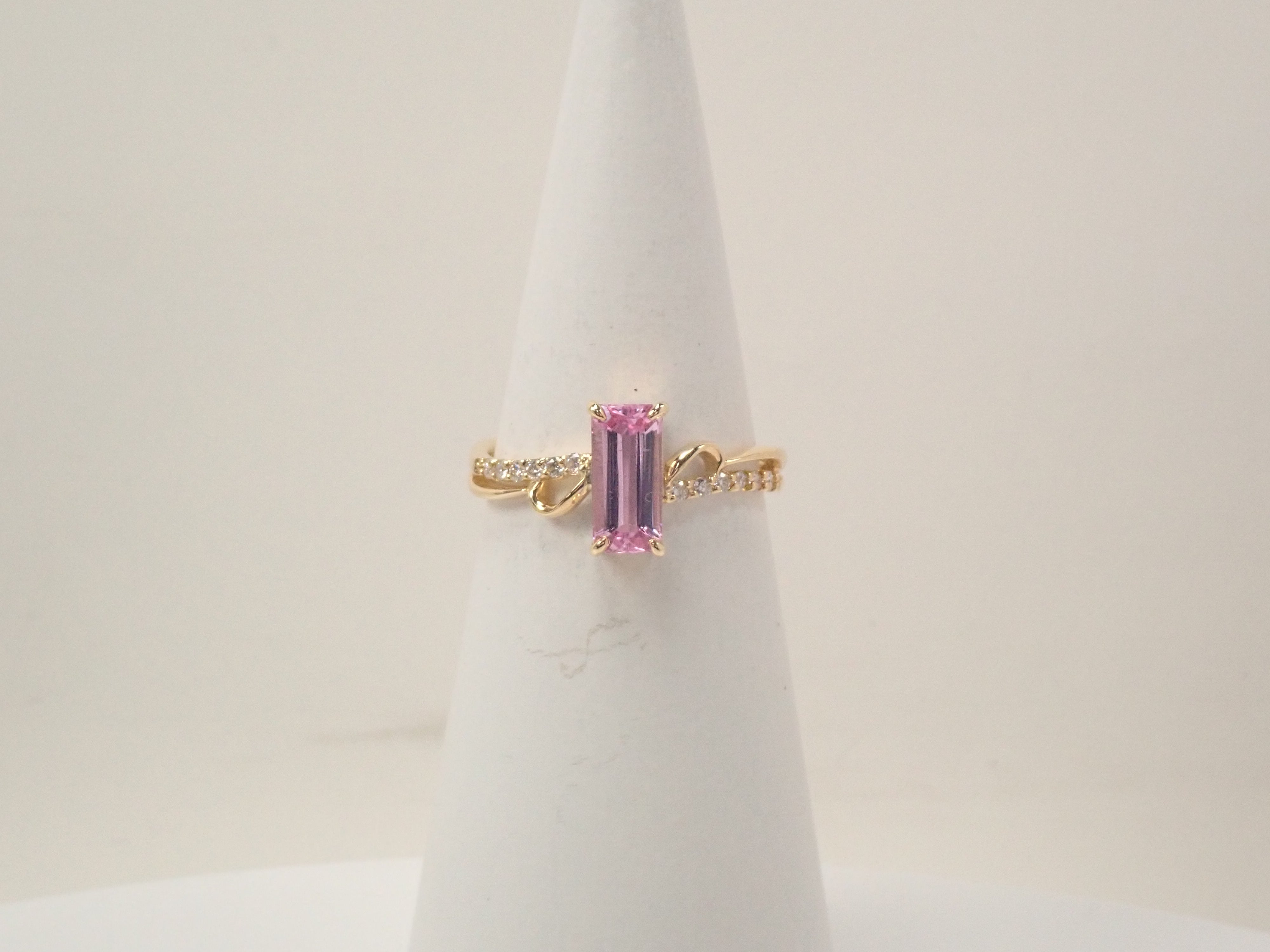 K18YG ブラジル産ピンクインペリアルトパーズ 0.909ct・ダイヤモンド
