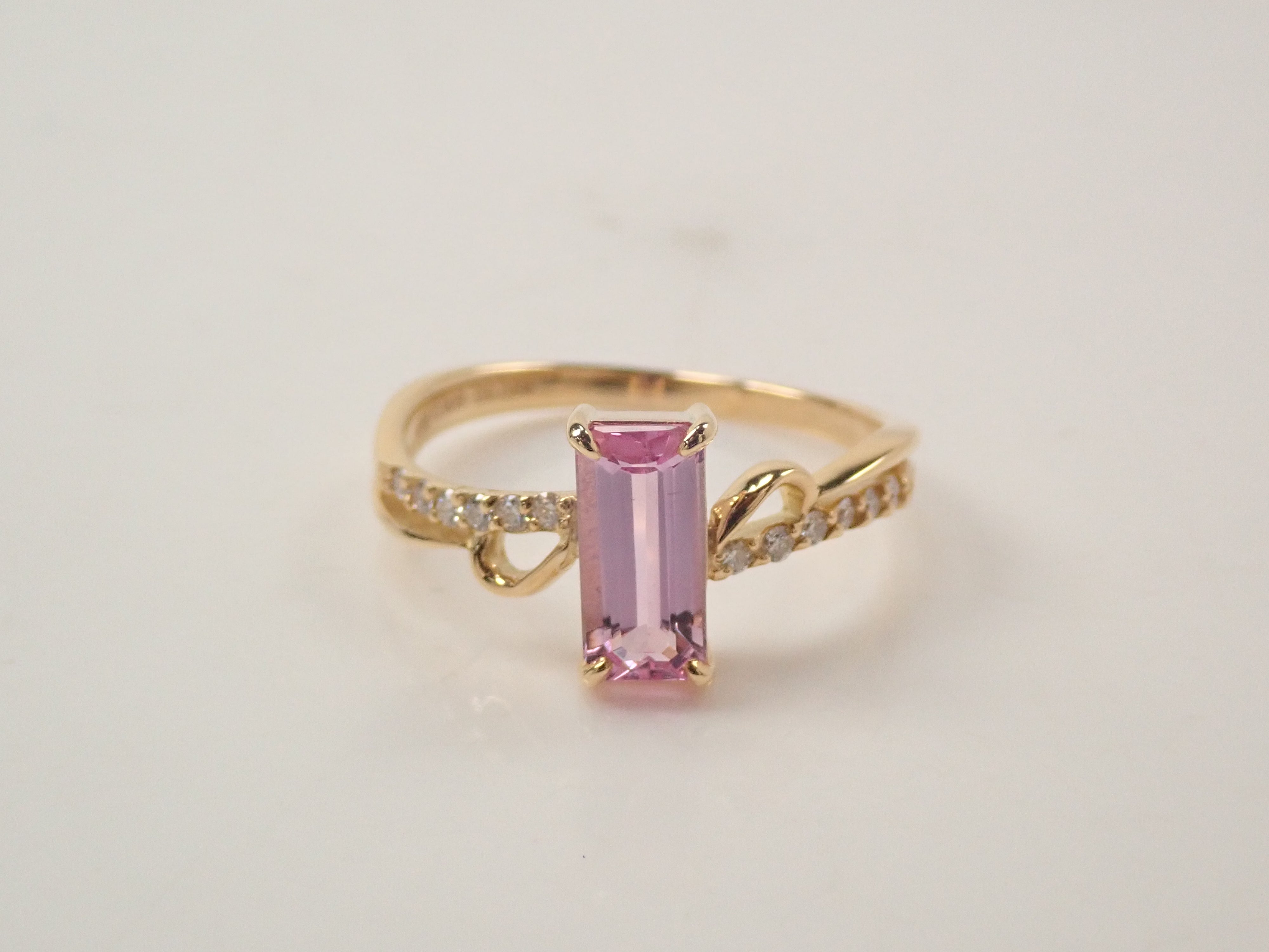 K18YG ブラジル産ピンクインペリアルトパーズ 0.909ct・ダイヤモンド