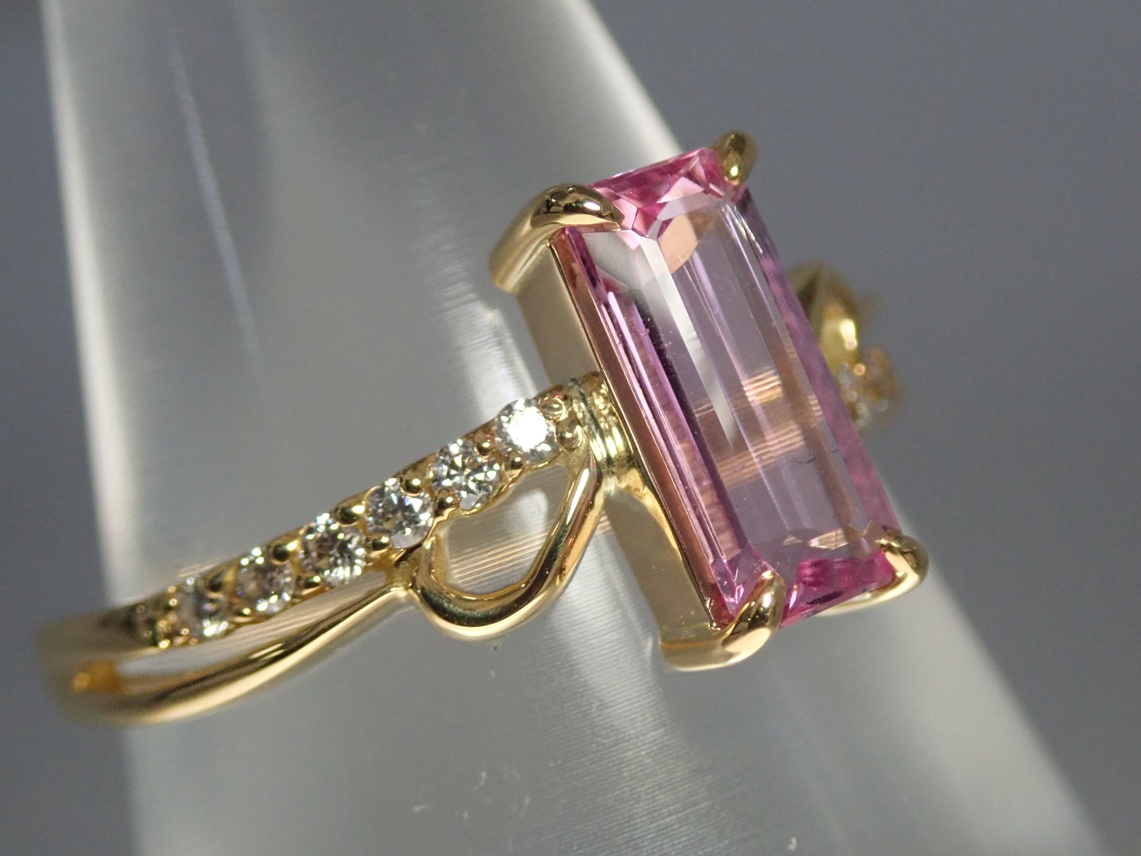 K18YG ブラジル産ピンクインペリアルトパーズ 0.909ct・ダイヤモンド