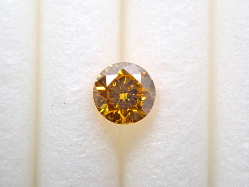 イエローダイヤモンド 3mm/0.107ctルース(FANCY VIVID ORANGY YELLOW, SI-2)