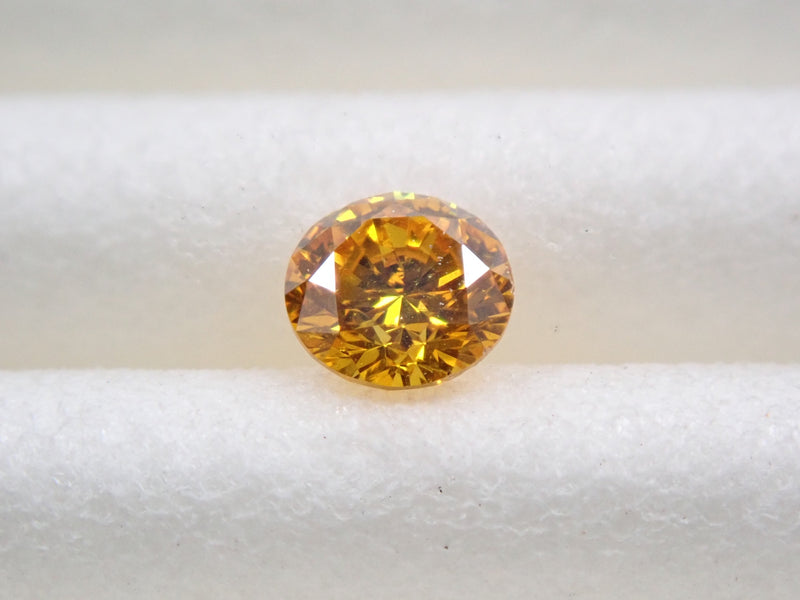 イエローダイヤモンド 3mm/0.107ctルース(FANCY VIVID ORANGY YELLOW, SI-2)