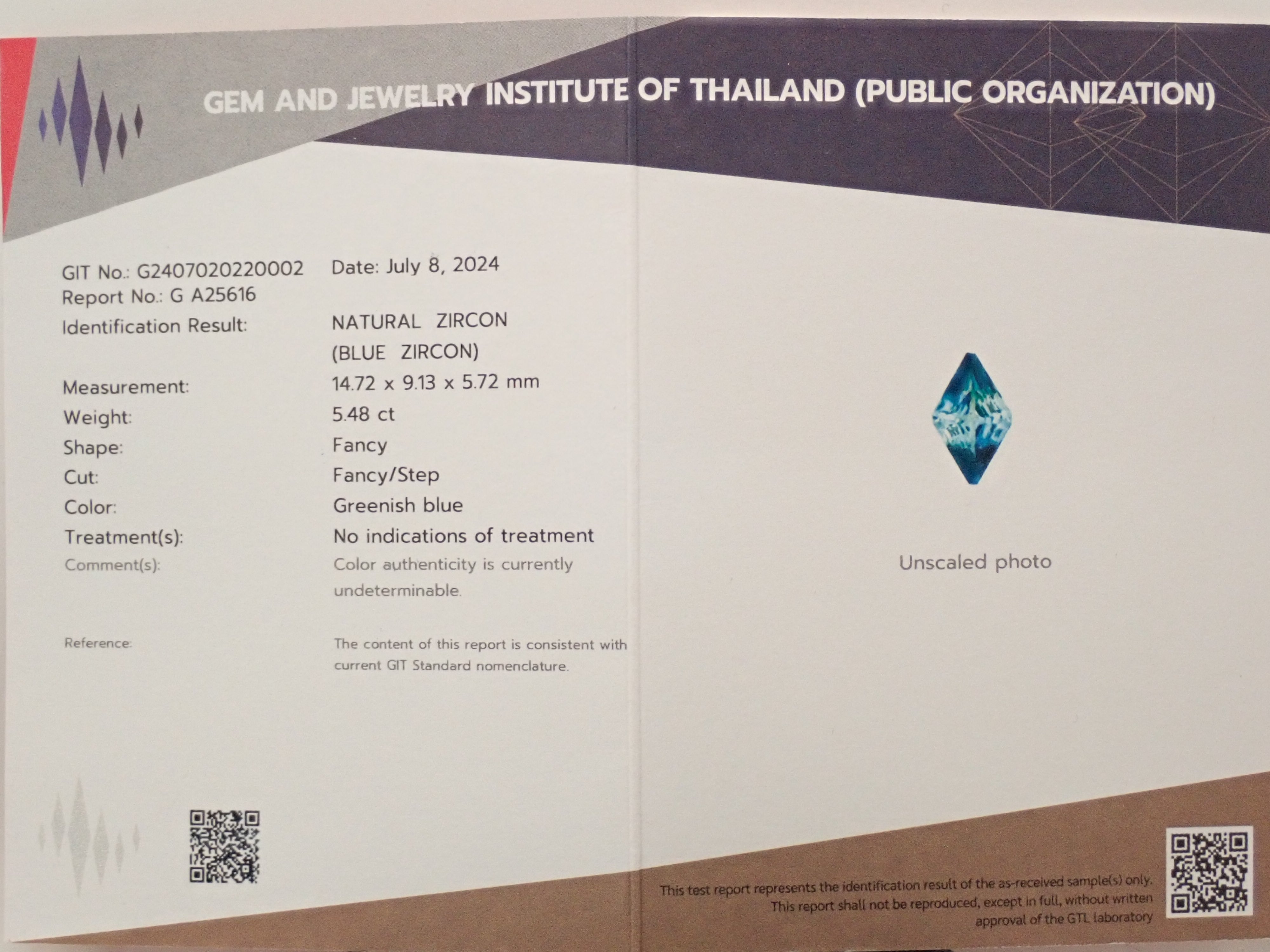 【1/5 22時販売】カンボジア産バイカラージルコン 5.480ctルース GIT