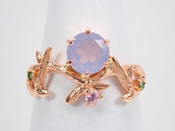 [Sakura in-cut] K18PG lavender quartz (scorolite) 0.62ct pink sapphire ring