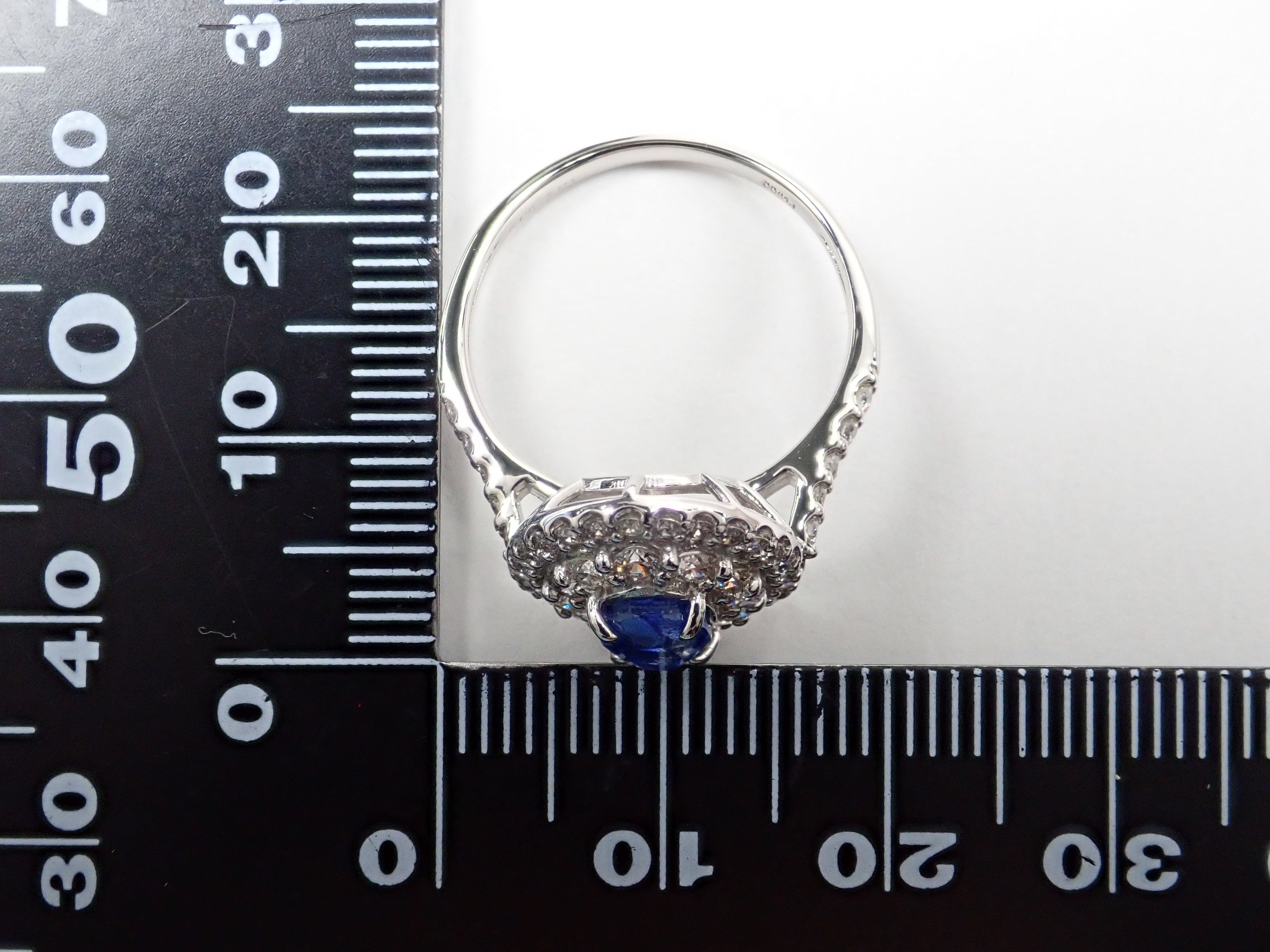 Pt900カシミール産非加熱サファイア1.14ct・ダイヤモンド リング