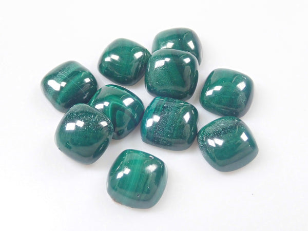 Malachite 2 stone set loose (6mm, cushion cut)《Discount available for multiple purchases》