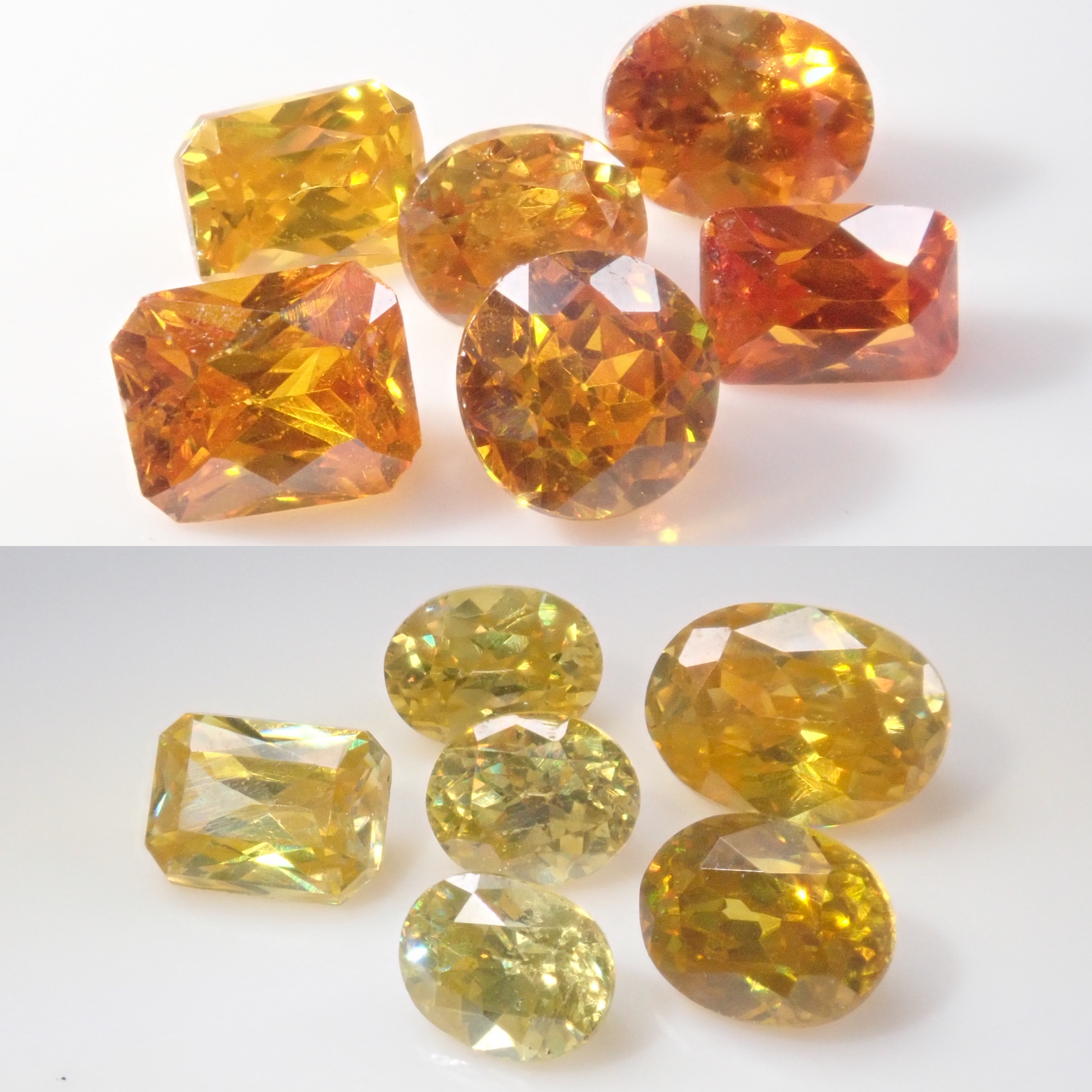 Spanish Sphalerite 2-stone loose set (yellow + orange) {Multiple purchase discounts available}