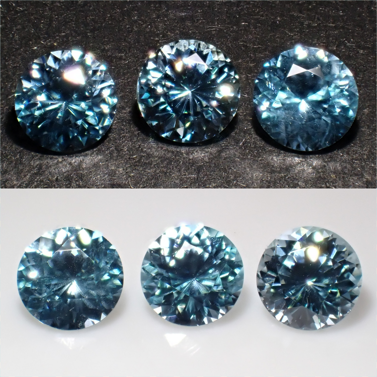 【10/24 22時販売】《限定3石》アイスブルージルコン（ラウンドカット3.5～3.6ｍｍ、サンジェ氏）《複数購入割引有》