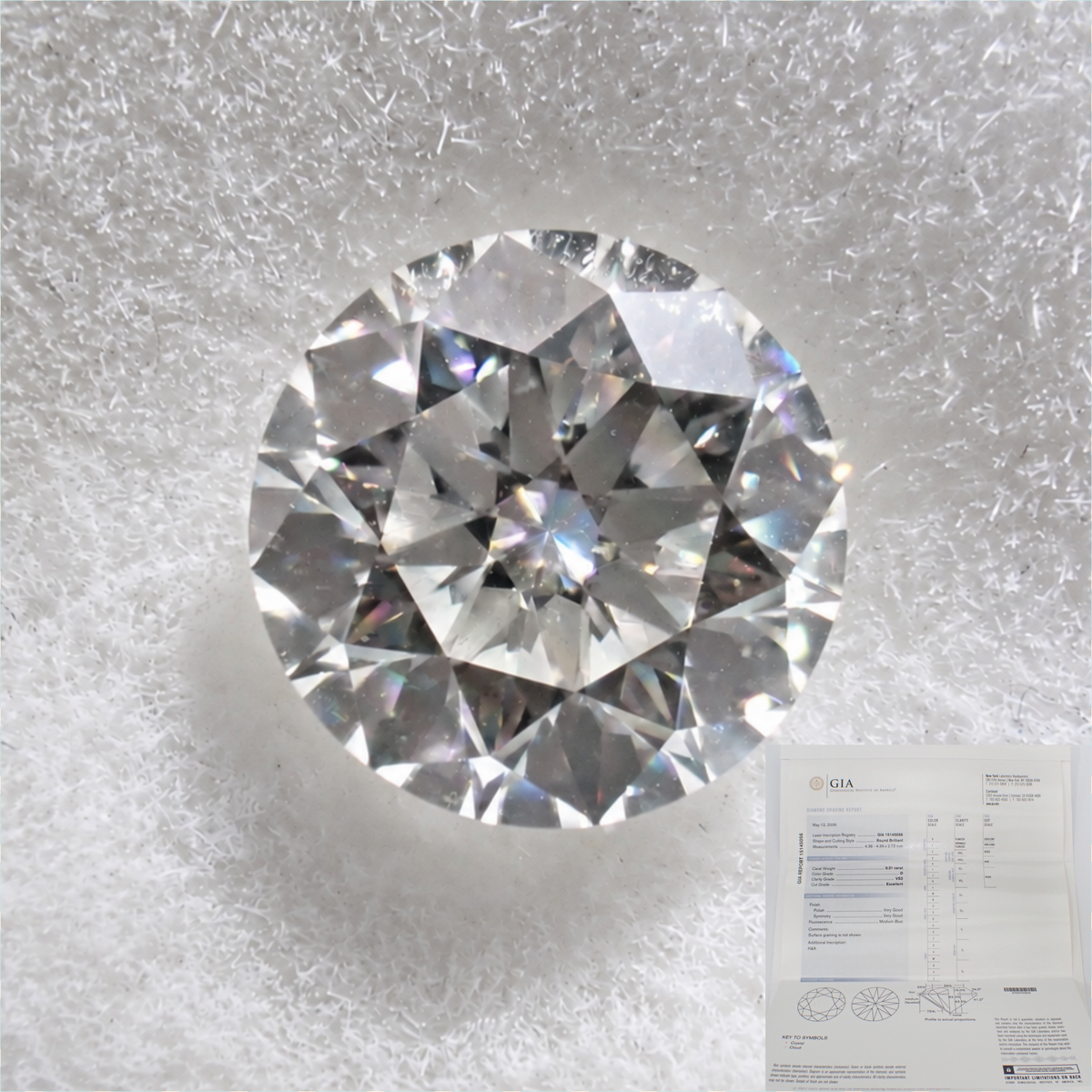 【10/11 22時販売】《限定1石》GIA鑑定書付き Dカラー/4.3mm/0.31ct/VS-2 EXCELLENT（H&A） ダイヤモンド《複数購入割引有》