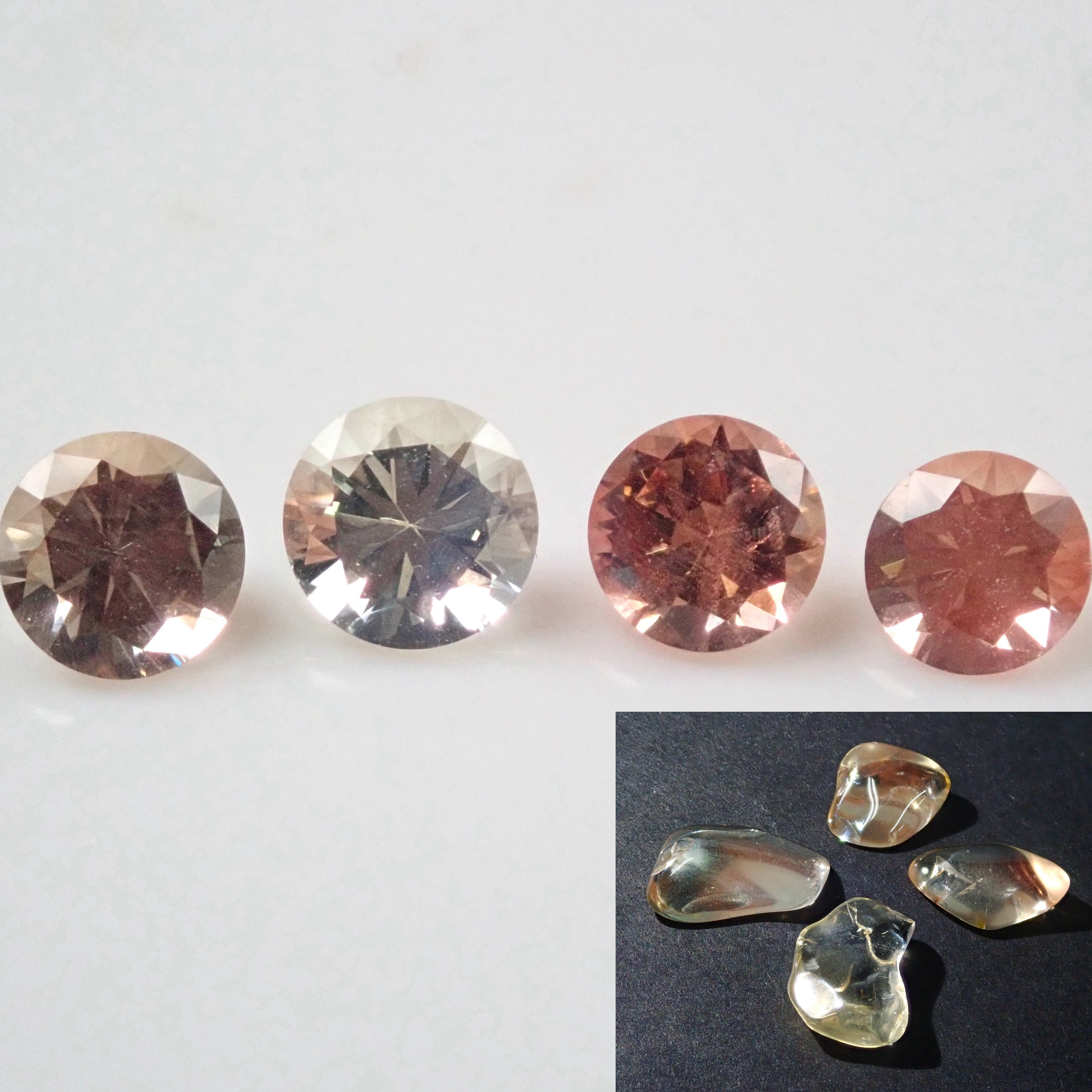 《Limited 4 stones》Oregon sunstone cut by KEN &amp; 2 rough stones set by KEN for polishing💎 (4.3-5.0mm, average 2.5ct)《Multiple purchase discount available》