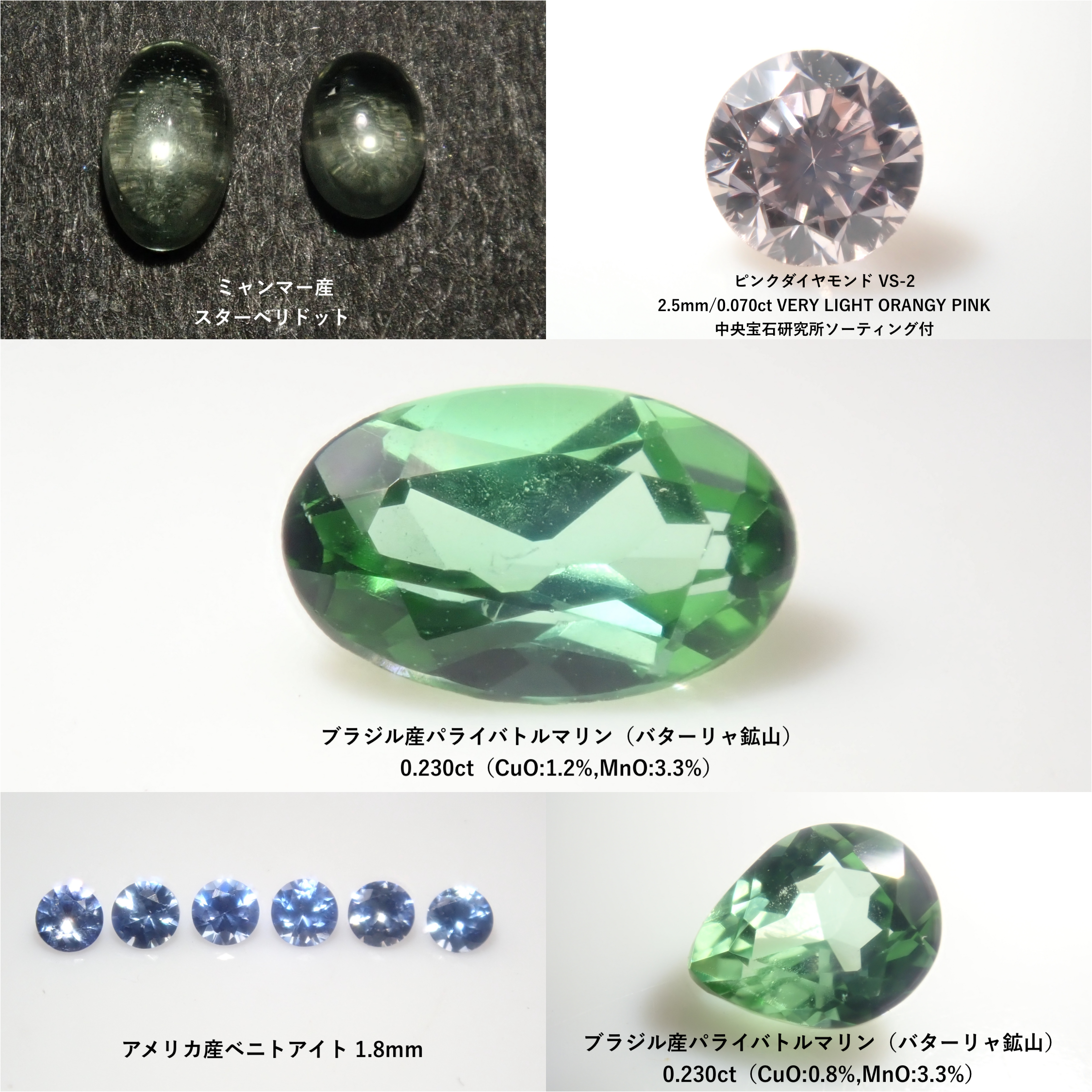 【10/13 22時販売】《限定11石》レアストーンガチャ💎ブラジル・バターリャ産パライバトルマリン0.23ct2石やピンクダイヤやベニトアイト1石ルース《複数購入割引有》