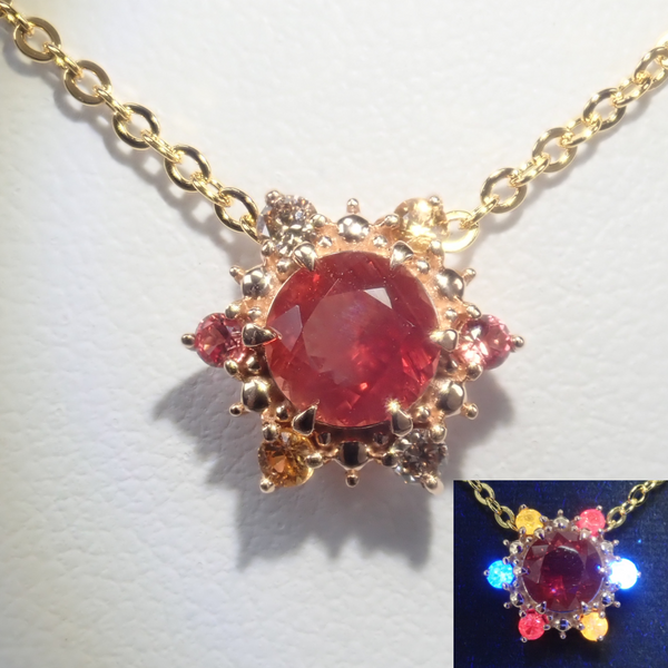 K18YG アメリカ産オレゴンサンストーン 0.676ct ・パパラカラー