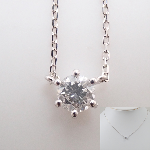 Pt900/Pt850 ダイヤモンド 4.0mm/0.29ct 一粒ペンダント（ネックレス）