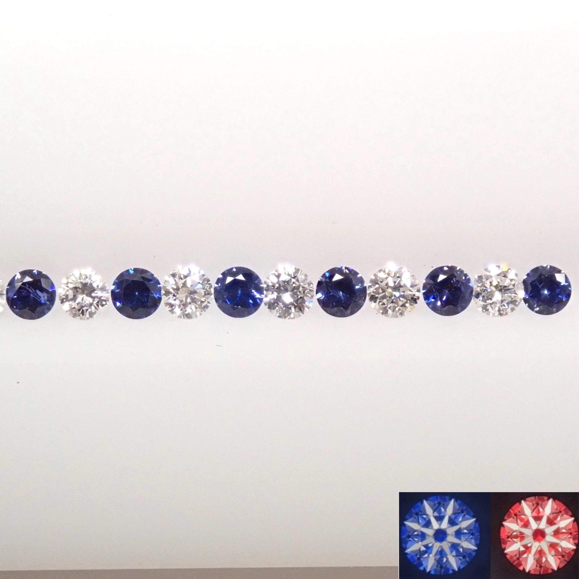 Top Quality: Benitoite 7 Stones and Diamond 6 Stones (H&amp;C) Half Eternity Ring Set (2.0mm)