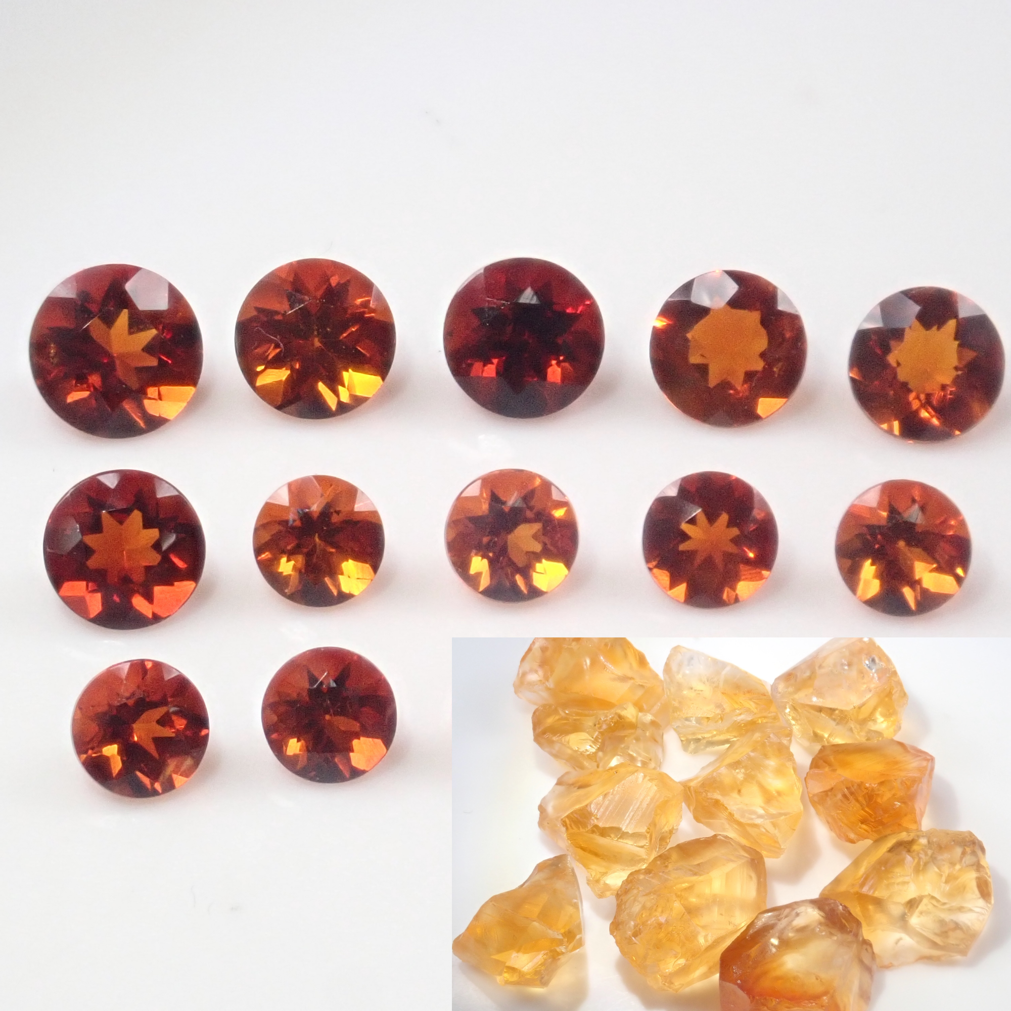 November birthstone citrine rough and loose stone set of 2 (Madeira citrine, from Brazil) {Multiple purchase discounts available} {For beginners}