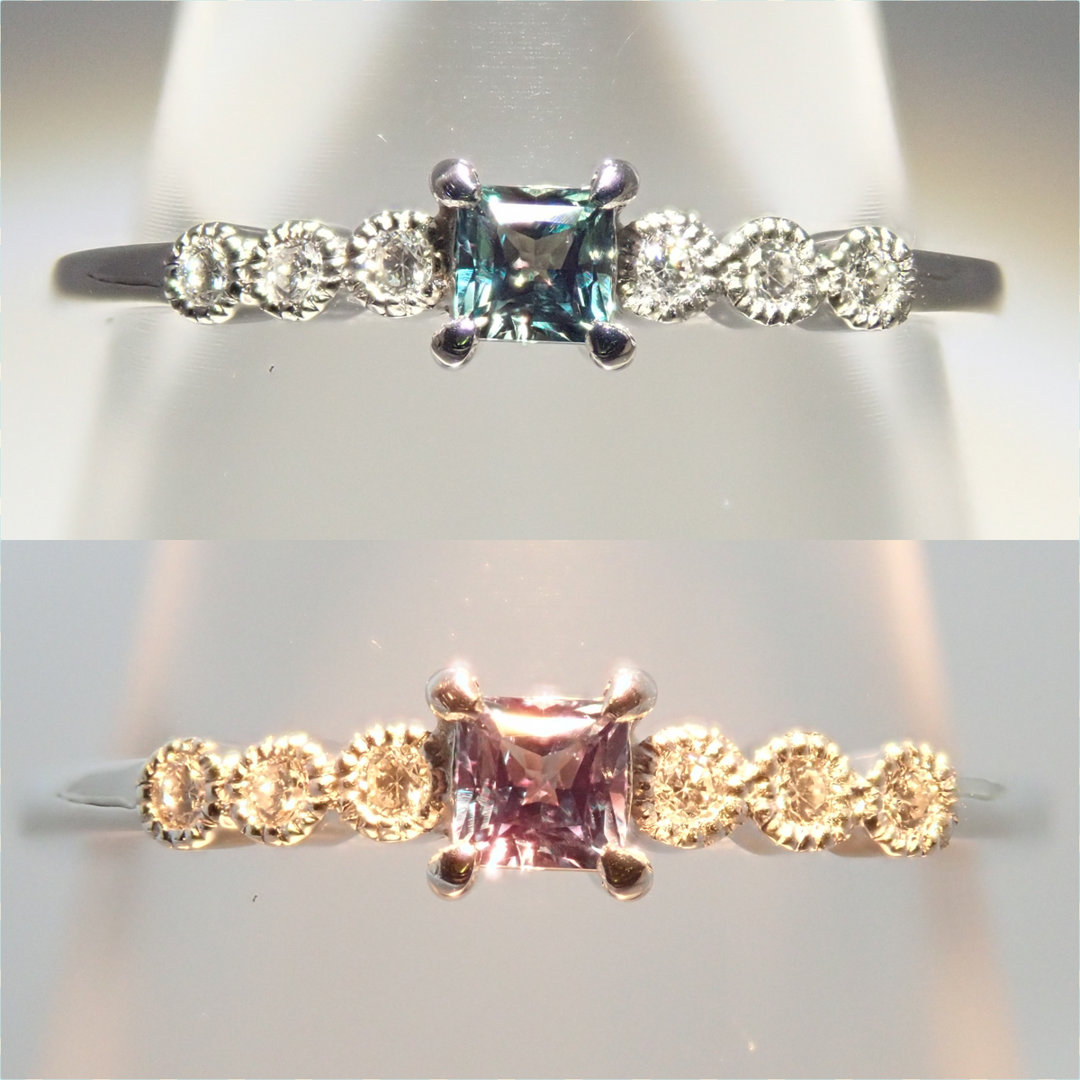 【22602821刊載】Pt950 巴西產亞歷山大變色石 0.09ct 鑽石 0.044ct 戒指