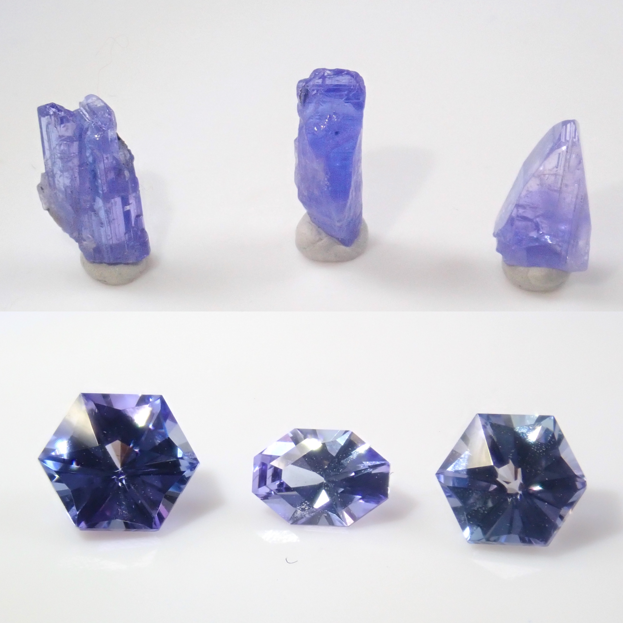 Tanzanite rough and loose stone set of 2 (average 3.3ct, special cut) from Tanzania {Multiple purchase discounts available}