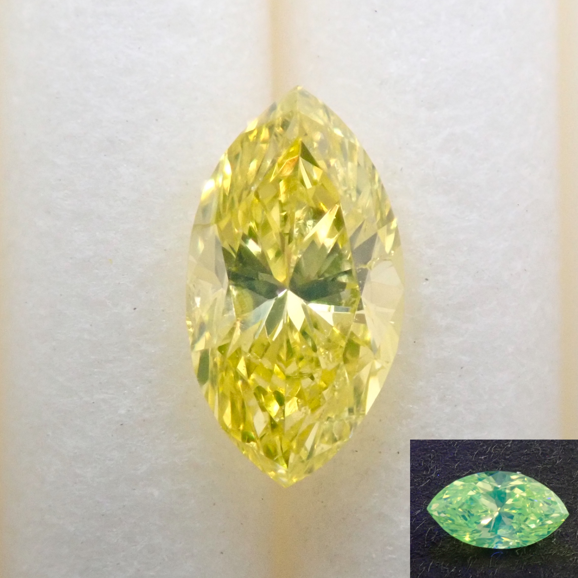 【11/18 22時販売】カナリーイエローダイヤモンド（トリートメント） 0.260ctルース(FANCY INTENSE GREENISH YELLOW*, SI-2)