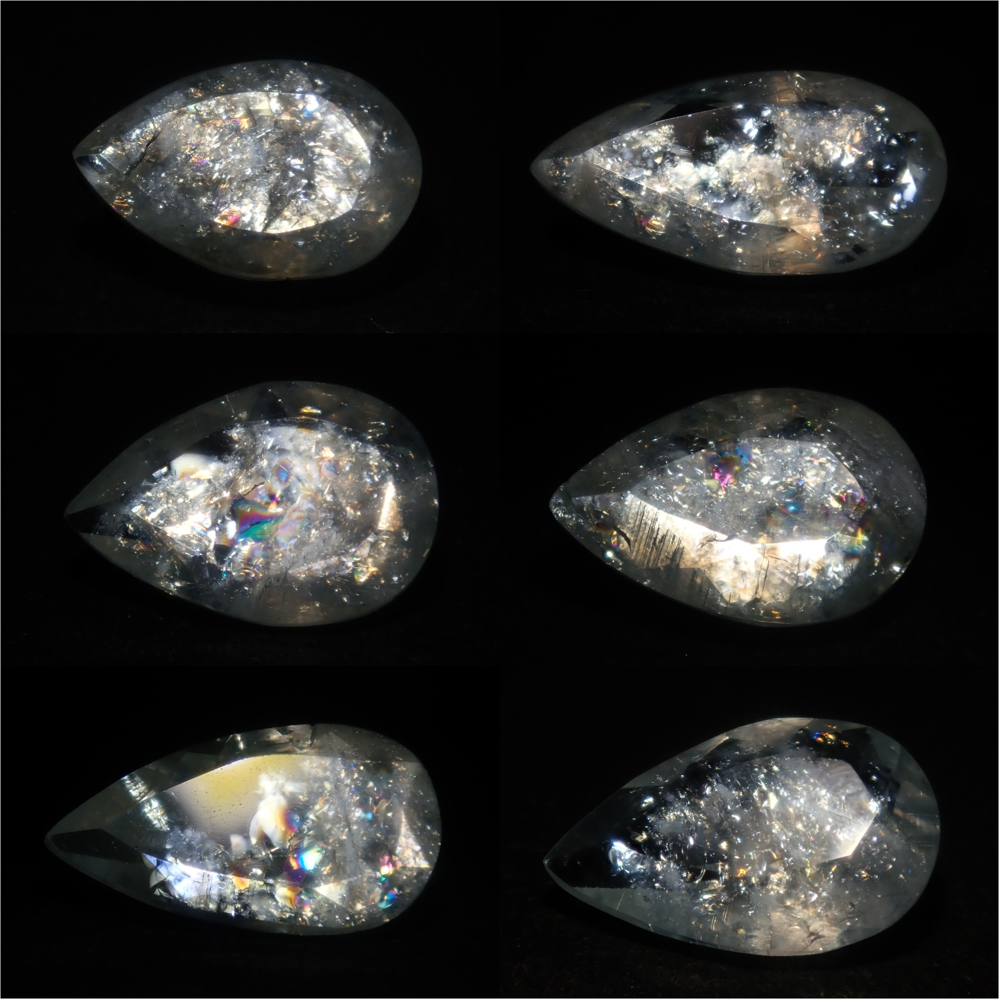 【8/30 22時販売】《限定8石》ブラジル産レインボーアクアマリン1石ルース（平均0.9ct,ペアシェイプカット）《複数購入割引有》