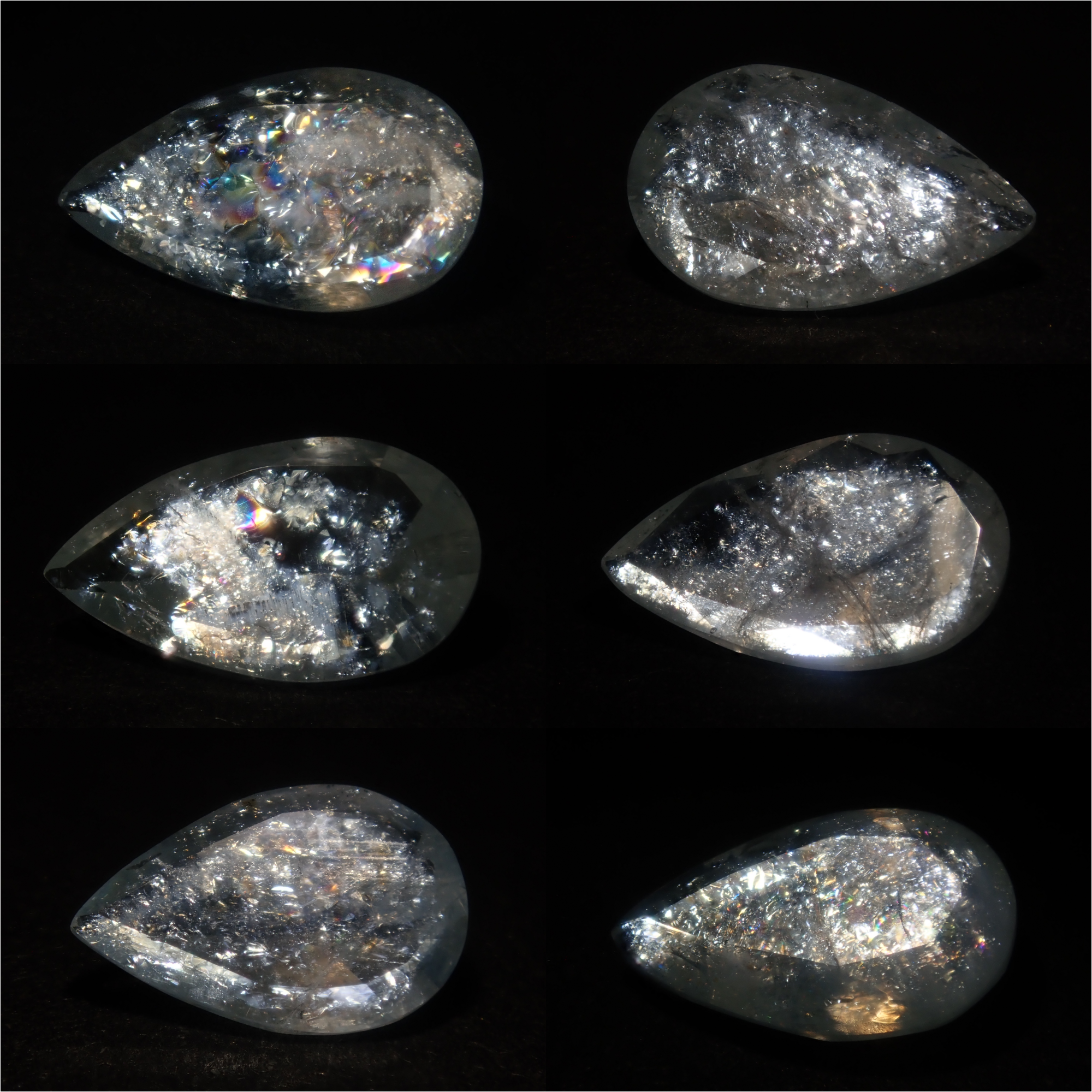 【8/31 22時販売】《限定9石》ブラジル産レインボーアクアマリン1石ルース（平均1.0ct,ペアシェプカット）《複数購入割引有》