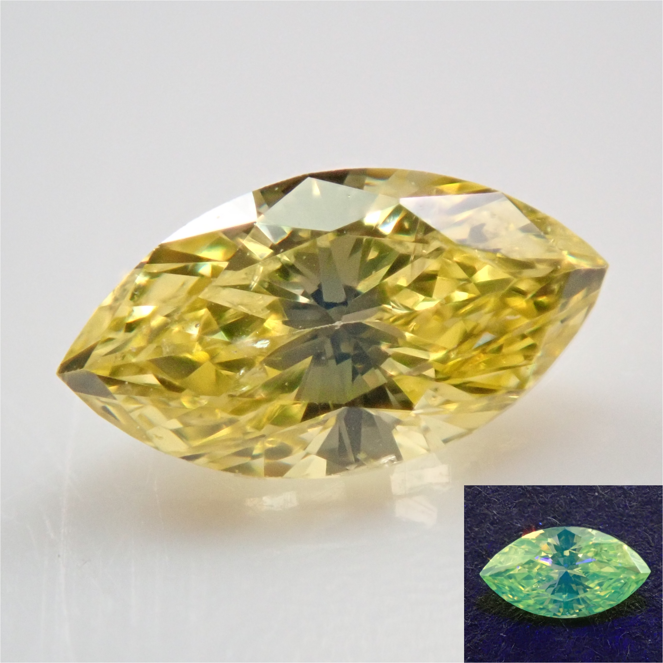 イエローダイヤモンド（トリートメント） 0.190ctルース(FANCY INTENSE YELLOW*, SI-2)