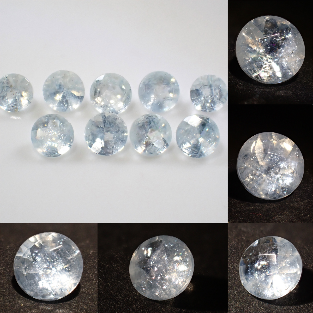 【10/3 22時販売】《限定9石》ブラジル産レインボーアクアマリン1石ルース（5.0-5.5mm,チェッカーボードカット）《複数購入割引有》