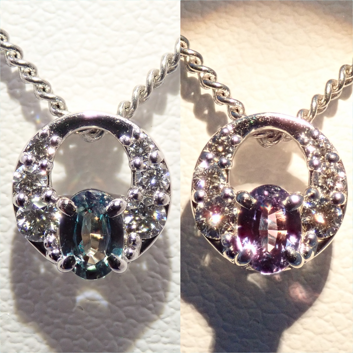 【9/30 22時販売】【カラフリ】Pt900 アレキサンドライト0.15ct・ダイヤモンド0.08ctペンダントトップ（ネックレストップ）鑑別書
