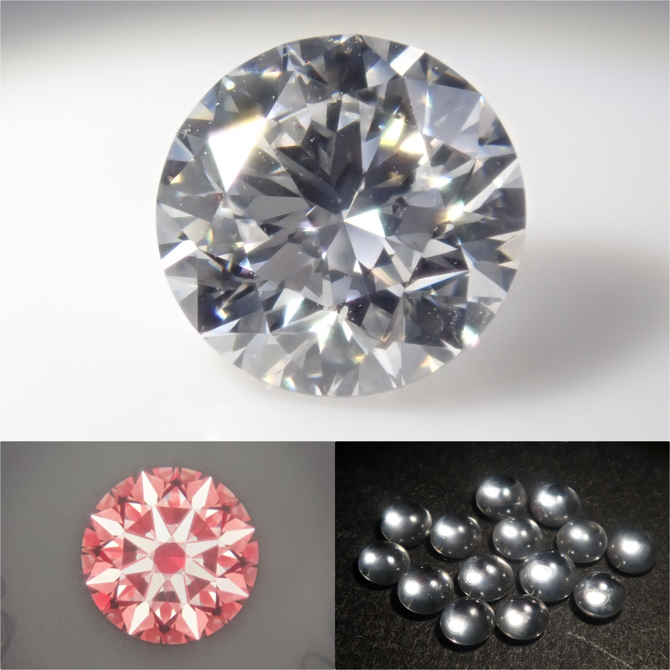 【5/5 22時販売】《限定3セット》1.0ct/D/VS/IDEALのラボグロウンダイヤモンド（合成ダイヤモンド） ＆珍しいカボション2石付き《複数購入割引有》