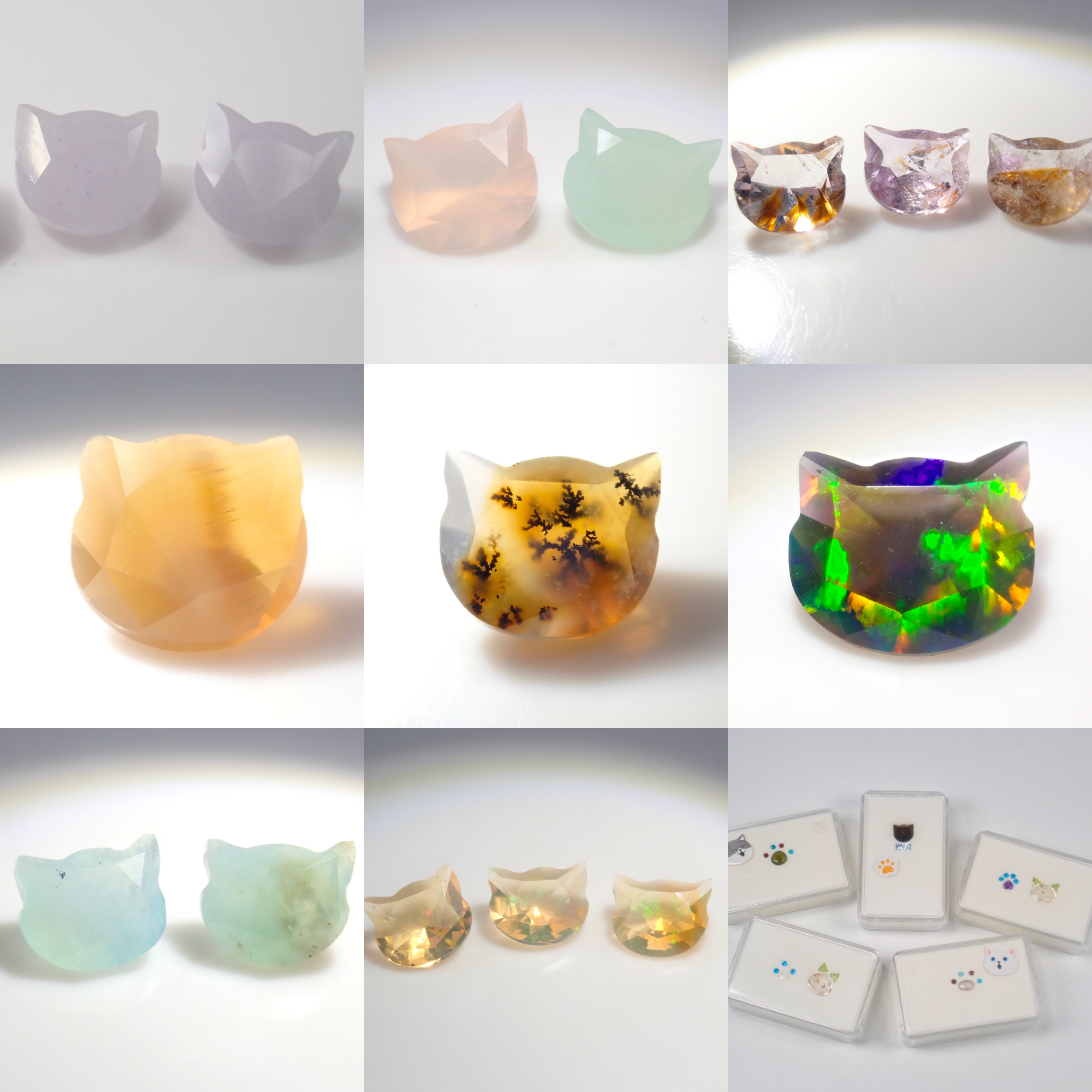 Limited to 21 stones [Kitty Gacha] Cat cut, blue opal, jade, chalcedony, etc. (One in four people will also receive a paw set) [Multiple purchase discounts available]